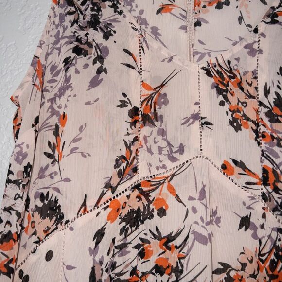 Vanessa Virginia x Anthropologie Pink Floral‎ Chiffon Tank Size Medium - Picture 4 of 8